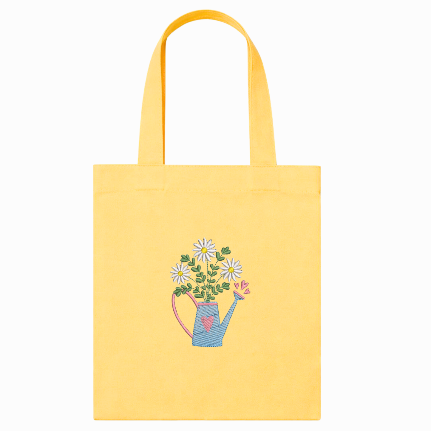 Yellow canvas shopper with floral embroidery – VIADALINNO handmade bag