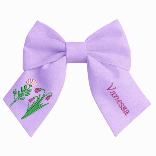 Fiocco in lino personalizzato con nome del cliente ricamato