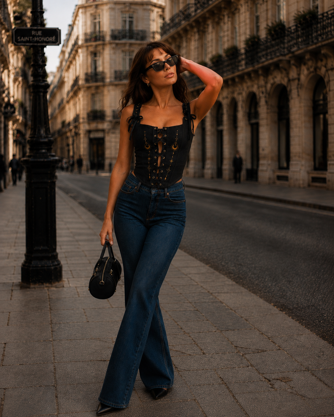 Celestial Moon Lace-Up Linen Corset