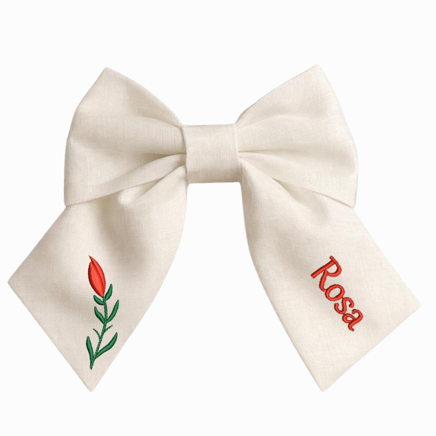 Fiocco in lino personalizzato con nome del cliente ricamato