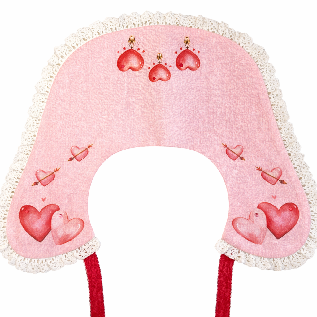 Colletto decorativo in lino per bambina con pizzo e cuori