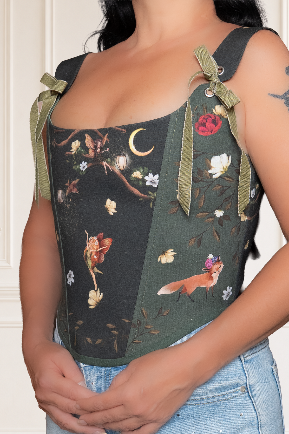 Enchanted Fairy Forest Cotton Corset Top