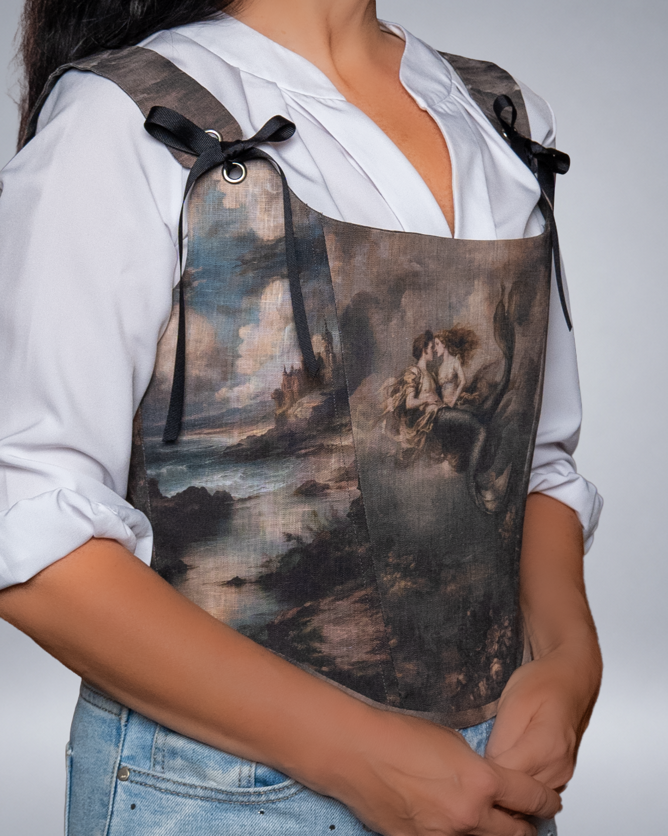 Romantic Mermaid Couple Linen Corset