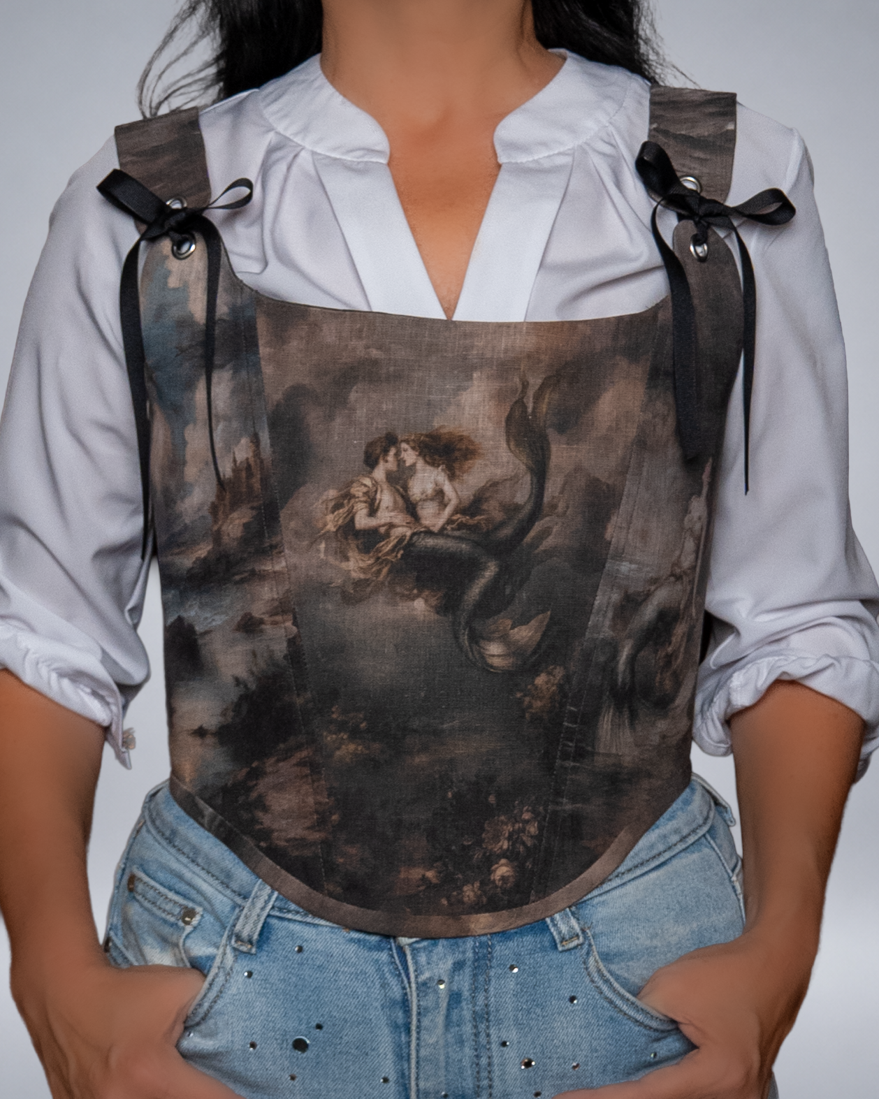 Romantic Mermaid Couple Linen Corset