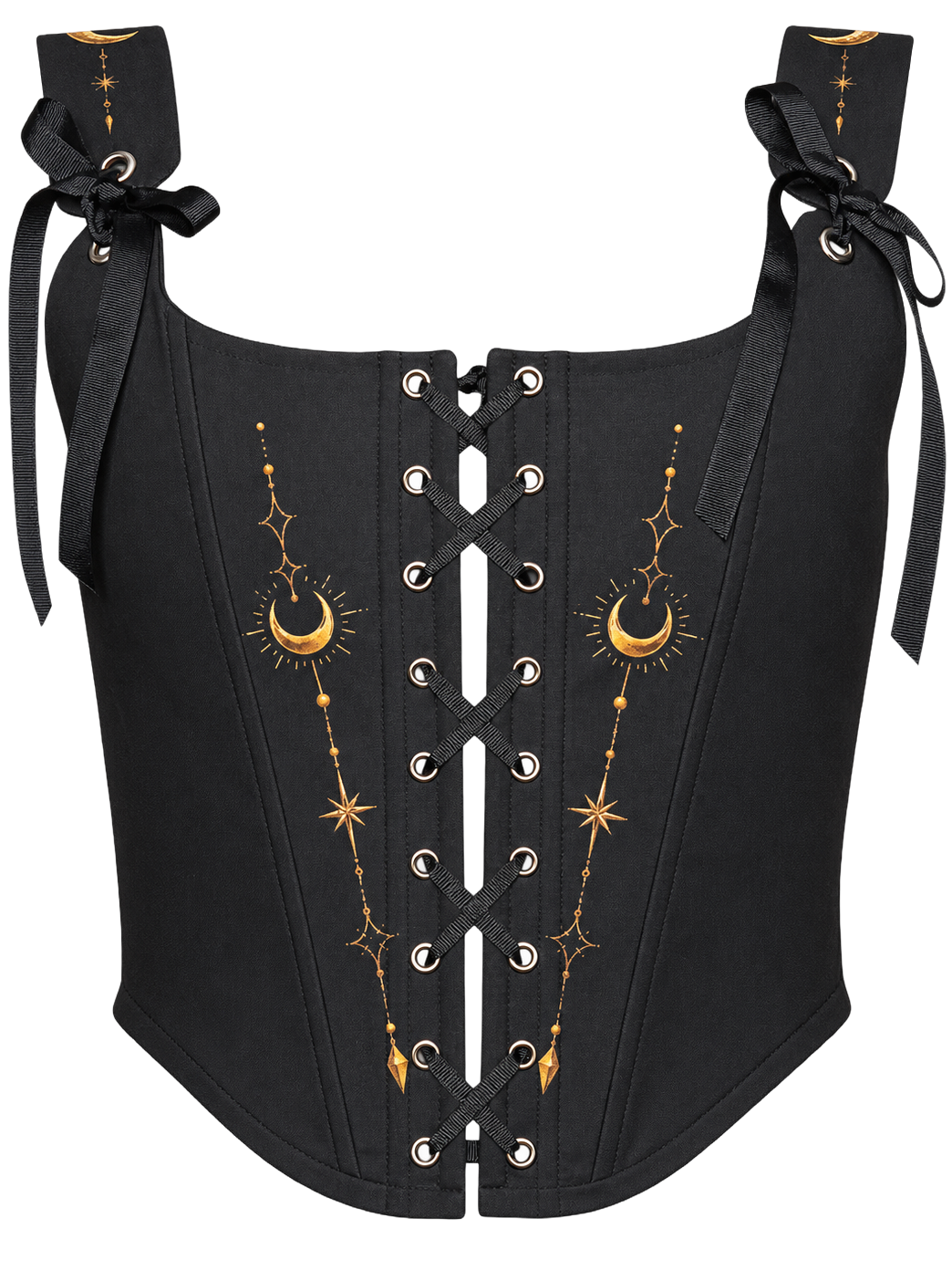 Celestial Moon Black Cotton Corset