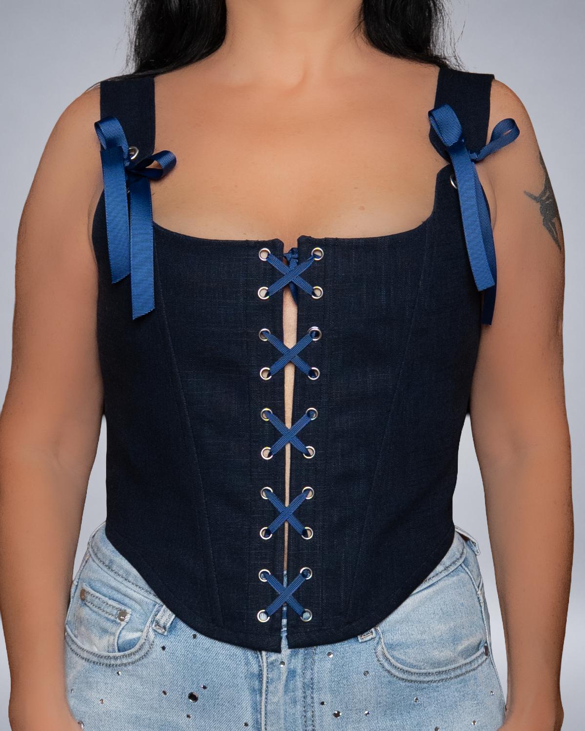 Corset Top Navy Blue
