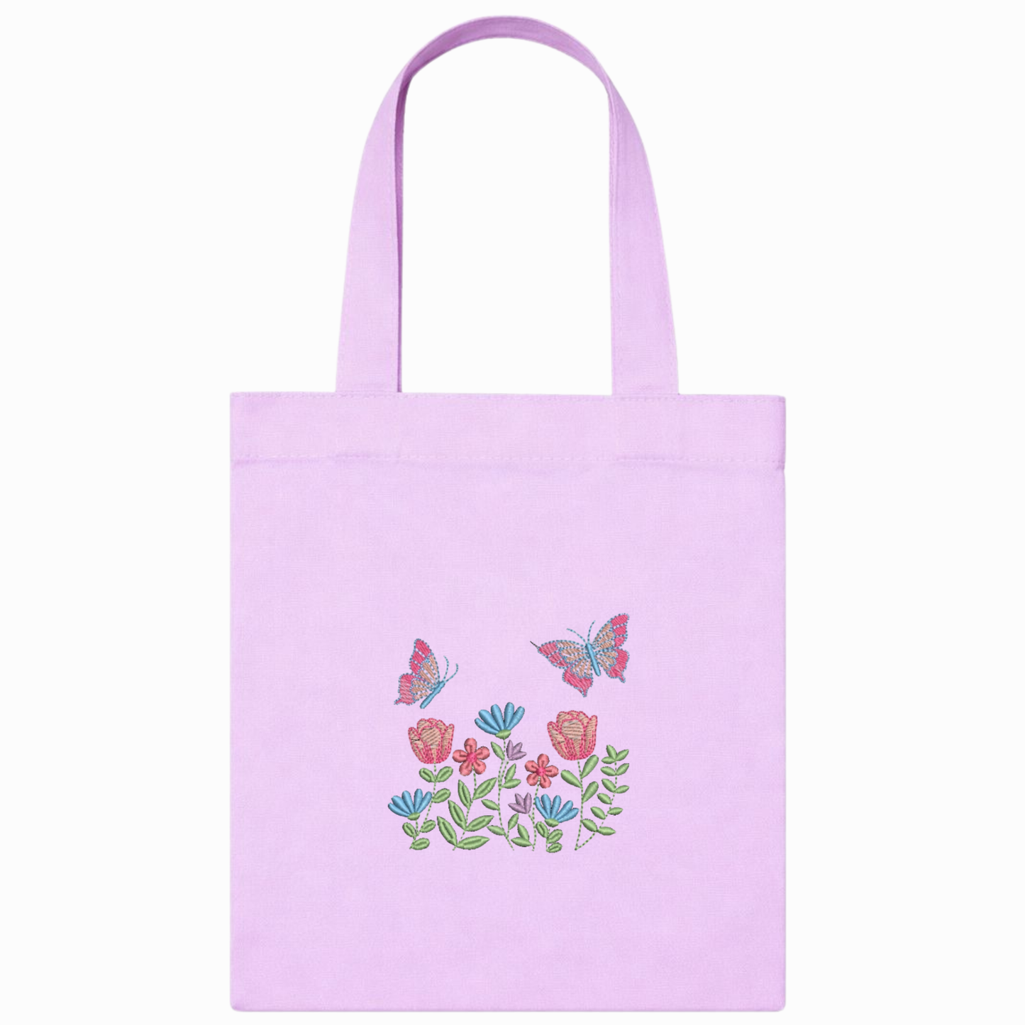 Pink canvas shopper with floral and butterfly embroidery – VIADALINNO artisan bag
