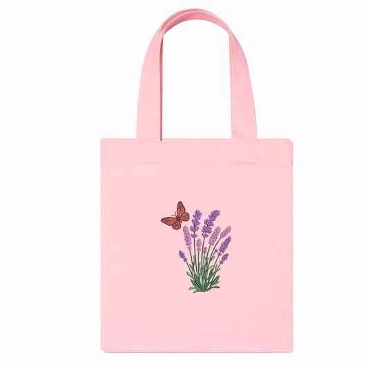 Shopper in Canvas Rosa con Lavanda Borsa Artigianale
