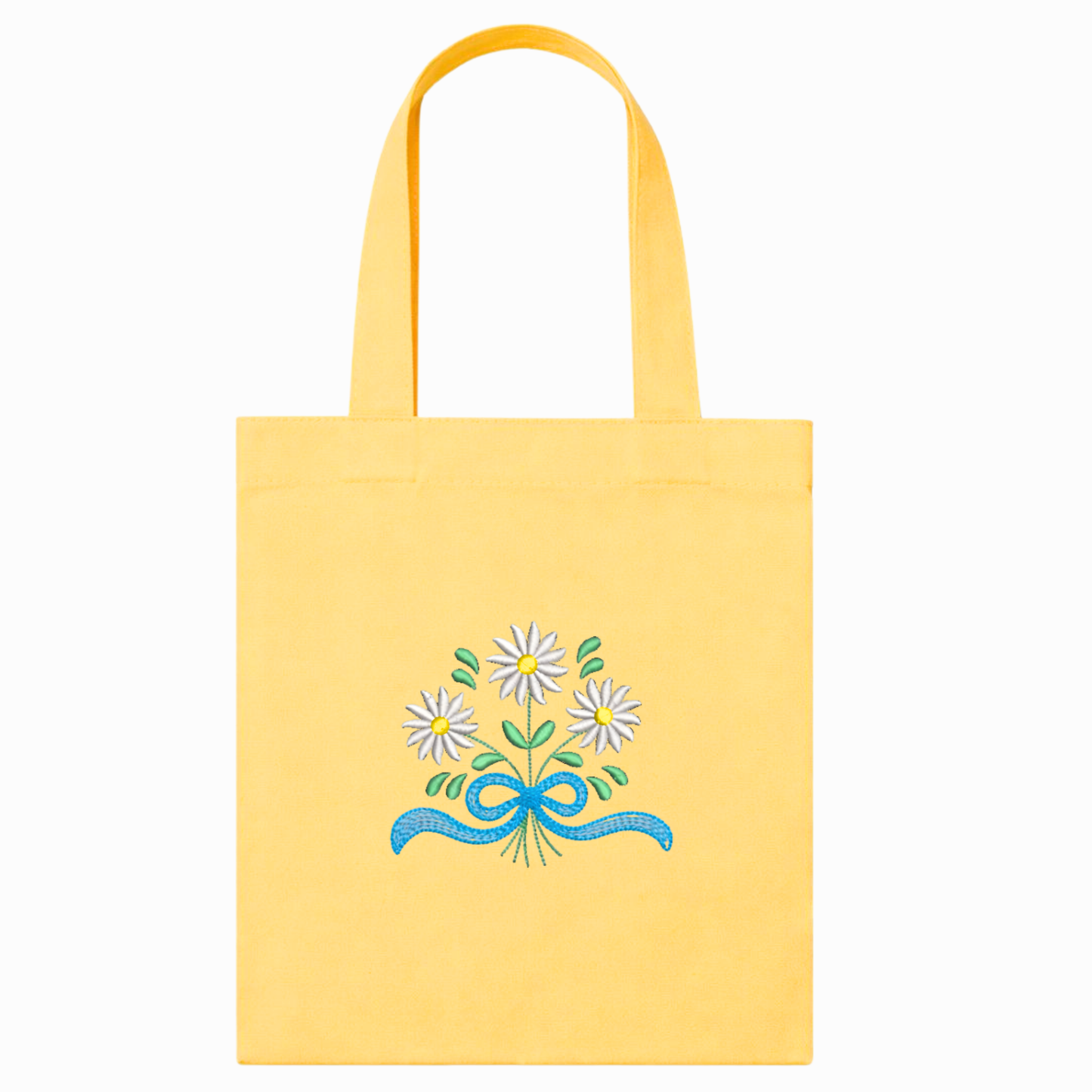 Canvas shopper bag with floral embroidery Daisy tote bag, handmade in Italy