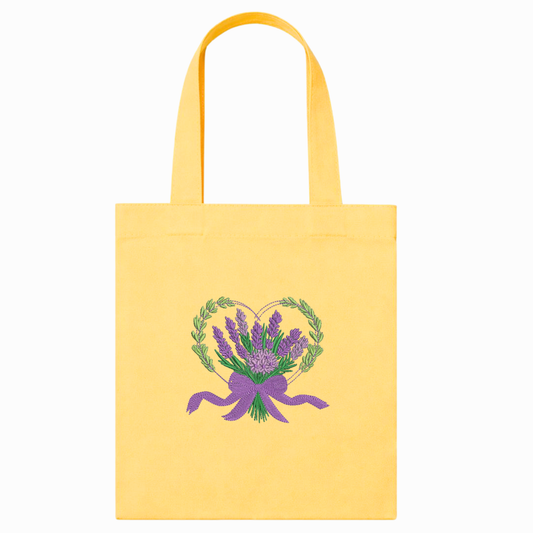 Shopper in Canvas Giallo con Lavanda Borsa Artigianale