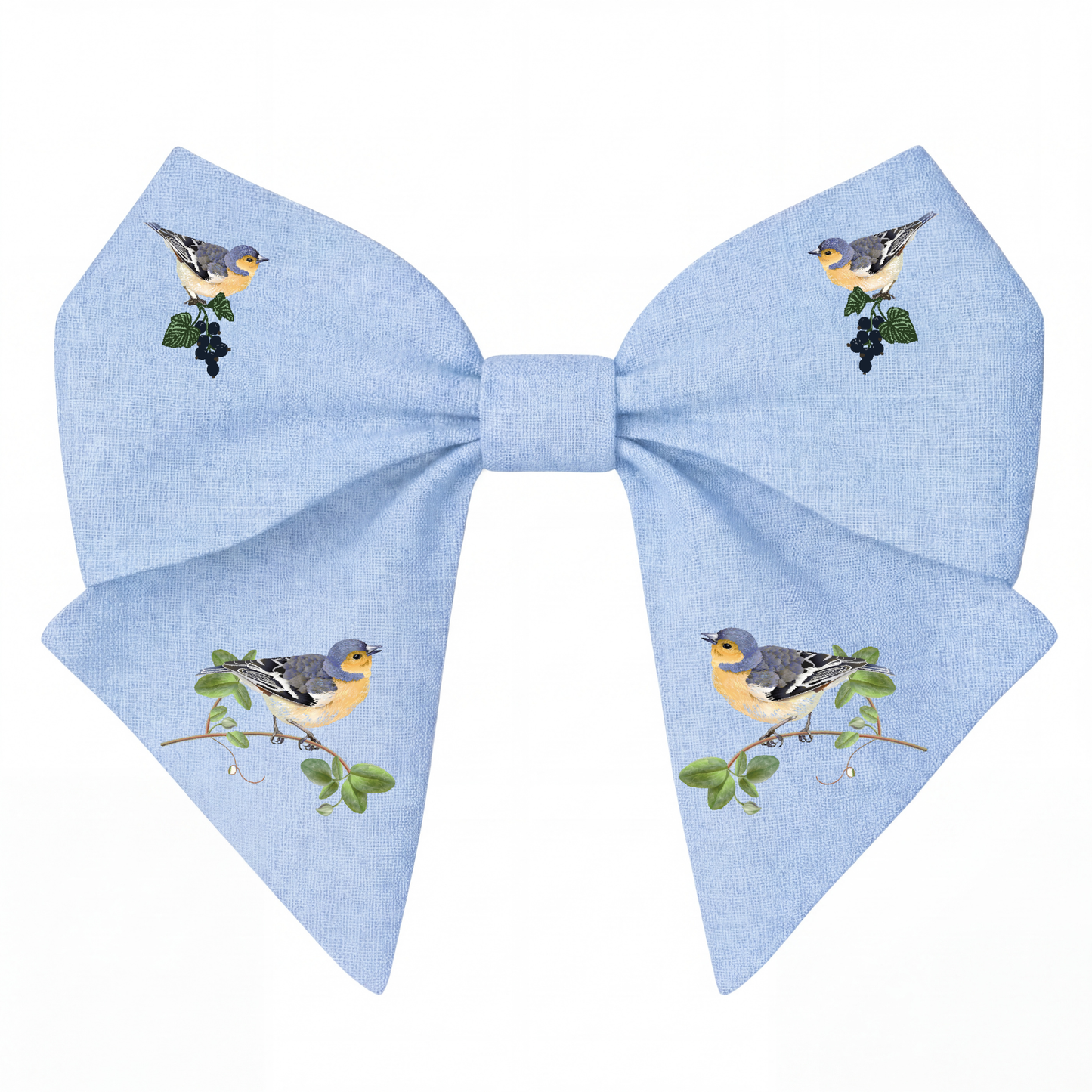 Leinen-Schleife mit Vogelprint